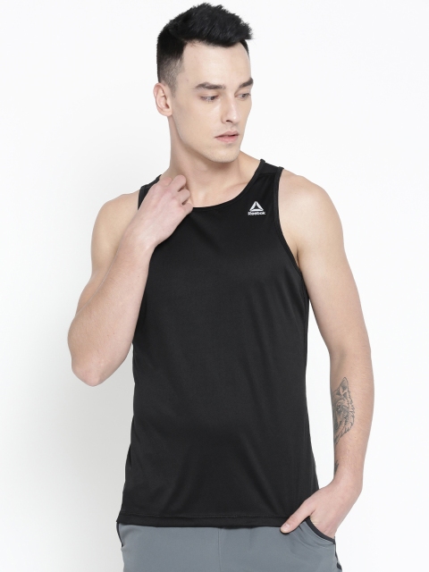 

Reebok Men Black Solid Speedwick Singlet Round Neck T-shirt