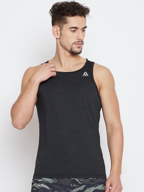 

Reebok Men Black AC Singlet Solid Running T-shirt