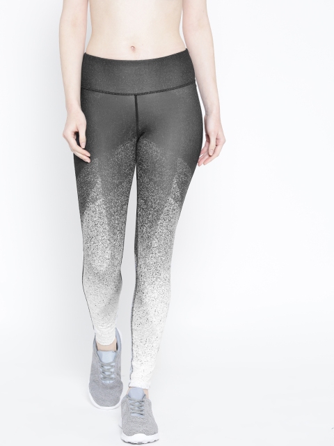 

Reebok Women Grey Printed Studio Combat Lux Bold Tights, Black