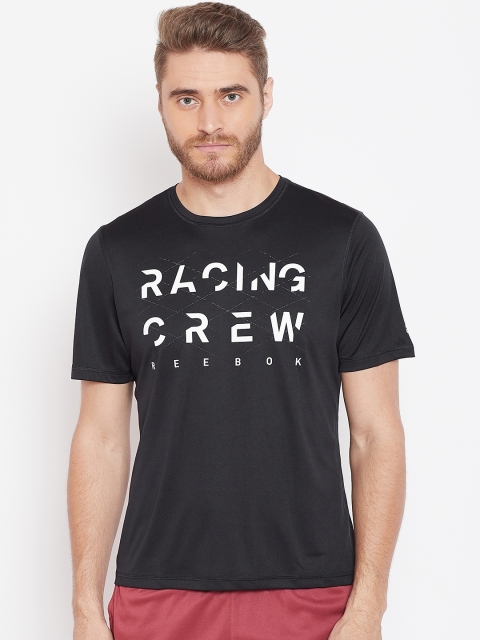 

Reebok Men Black Printed Round Neck Running T-shirt