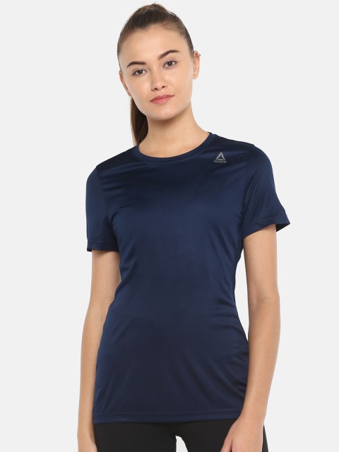 

Reebok Women Navy Blue Solid Foundation Poly Round Neck Training T-shirt