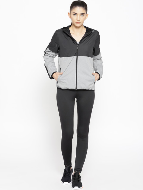 

Reebok Women Black & Grey Training Essential Sport Hooded Tracksuit