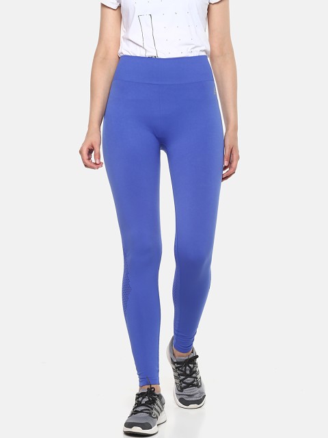 

Reebok Women Blue Solid WOR Meet You There Seamless Training Tights