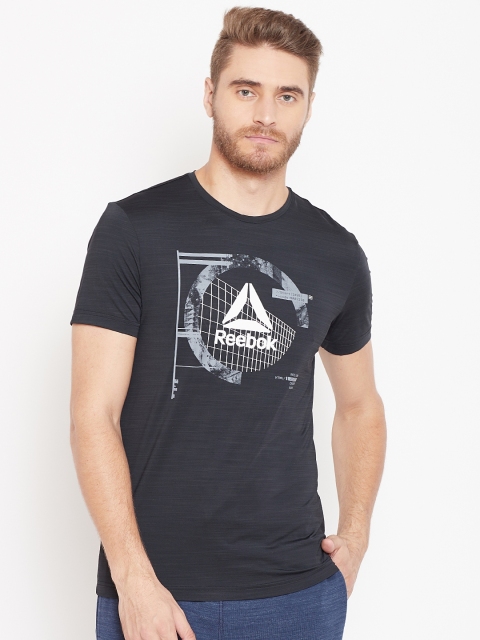 

Reebok Men Black Workout Ready ACTIVCHILL Graph Print T-shirt