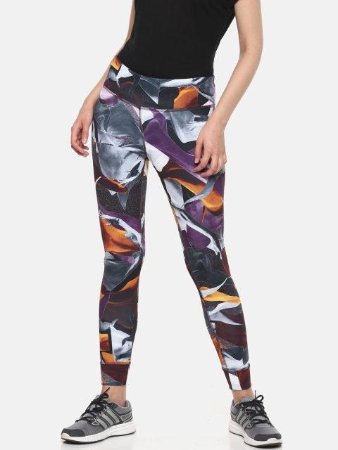 

Reebok Women Charcoal Grey & Purple Printed Dance Lux Bold Tights