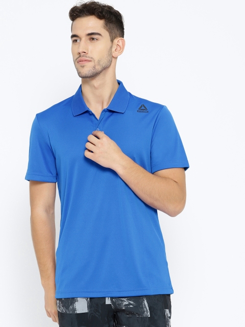 

Reebok Men Blue Solid Polo Collar Training T-shirt