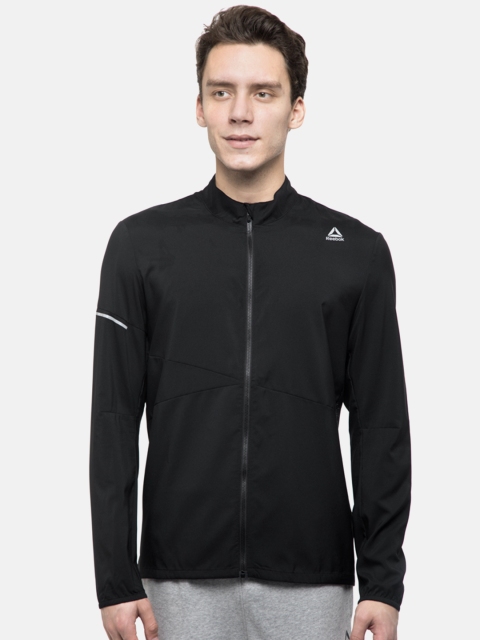 

Reebok Men Black Solid Woven Lightweight Running Jacket