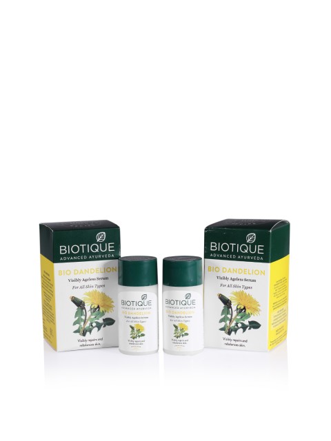 

Biotique Unisex Set of 2 Bio Dandelion Ageless Lightening Serums 80ml, White