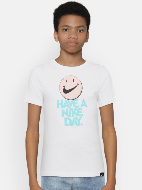 

Nike Boys White Printed Round Neck T-shirt