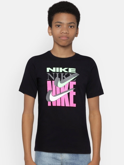 

Nike Boys Black Printed Round Neck T-shirt