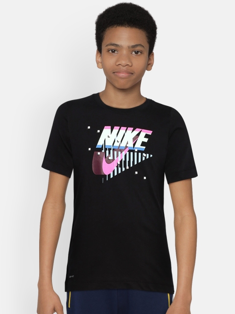 

Nike Boys Black Printed Round Neck T-shirt