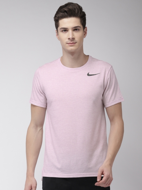 

Nike Men Pink Solid Standard Fit AS NK BRT TOP SS HPR DRI-FIT T-shirt