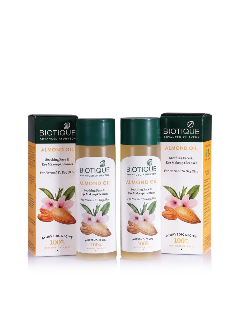 

Biotique Set of 2 Advanced Ayurveda Almond Oil Soothing Sustainable Face & Eye Makeup Cleanser, White