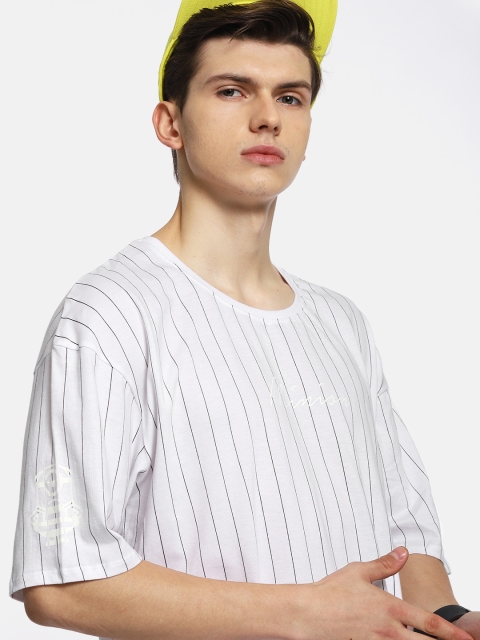 

Kook N Keech Men White Striped Round Neck T-shirt