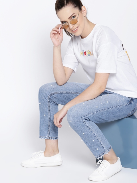 

Kook N Keech Women White Printed Back Round Neck T-shirt