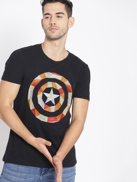 

Kook N Keech Men Black Embroidered Round Neck T-shirt