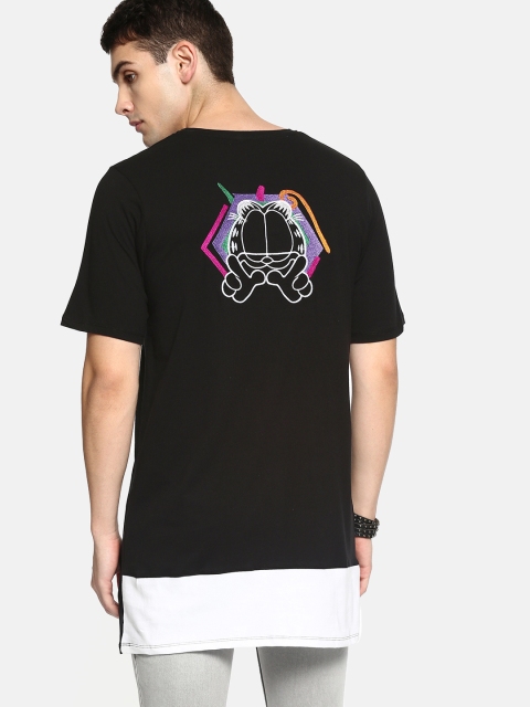 

Kook N Keech Men Black Embroidered Back Longline T-shirt