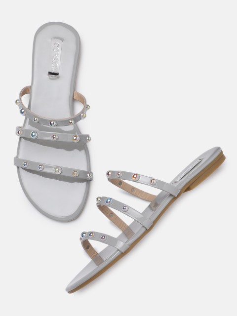 

CORSICA Women Grey Embellished Open Toe Flats