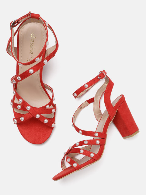 

DressBerry Women Red Embellished Sandals