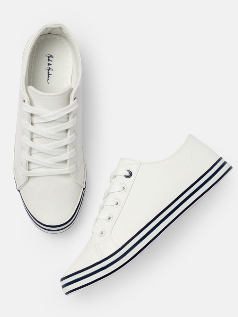 

Mast & Harbour Women White Lace-Up Sneakers