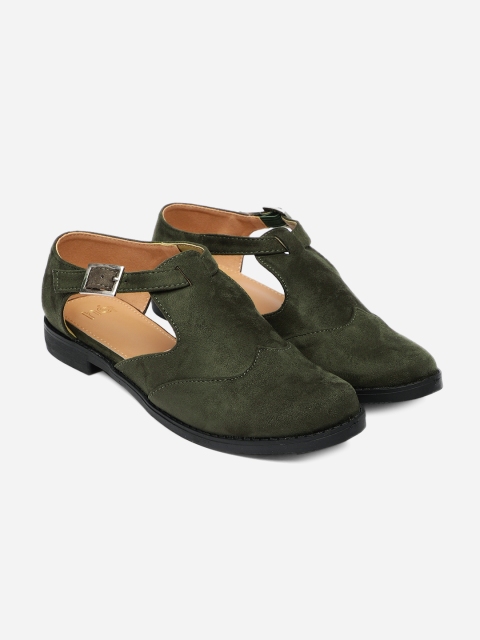 

her by invictus Women Olive Green Cushioned Cut Out Casual Shoes