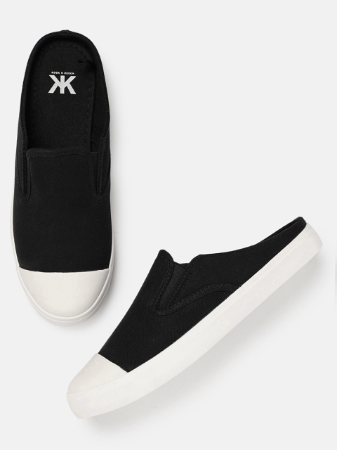 

Kook N Keech Women Black & White Colourblocked Slip-On Sneakers