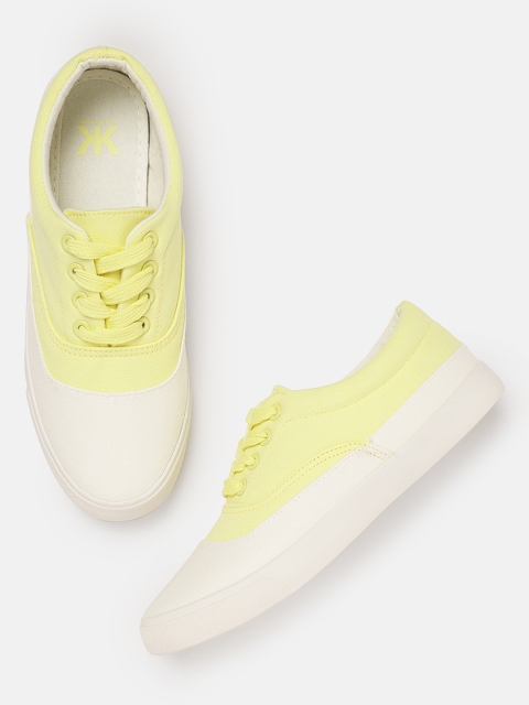 

Kook N Keech Women Yellow & White Colourblocked Sneakers