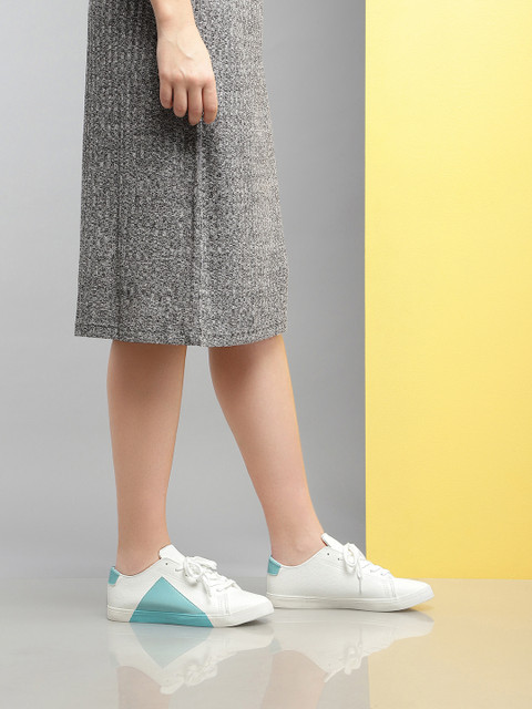 

Kook N Keech Women White & Turquoise Blue Sneakers