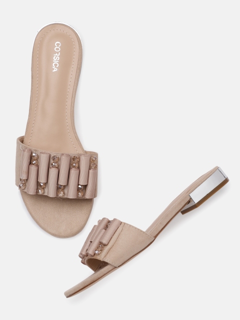 

CORSICA Women Light Pink Embellished Open Toe Flats