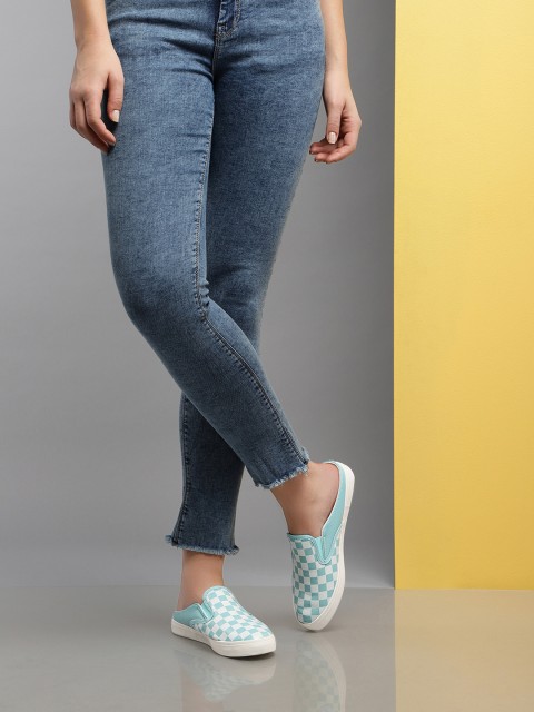 

Kook N Keech Women White & Turquoise Blue Slip-On Sneakers