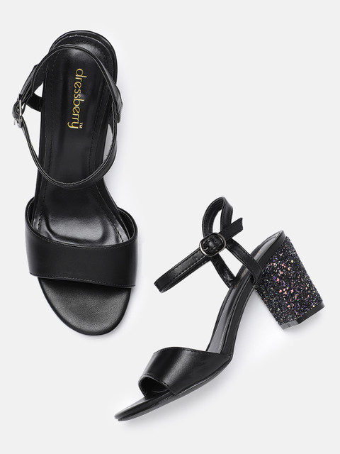 

DressBerry Women Black Solid Sandals