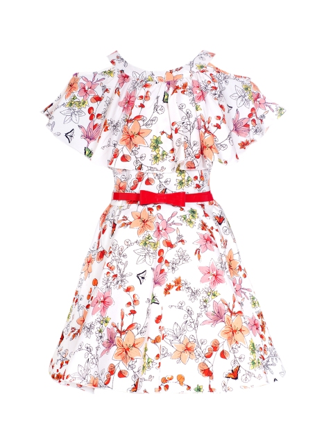 

naughty ninos Girls White & Red Printed Fit and Flare Dress