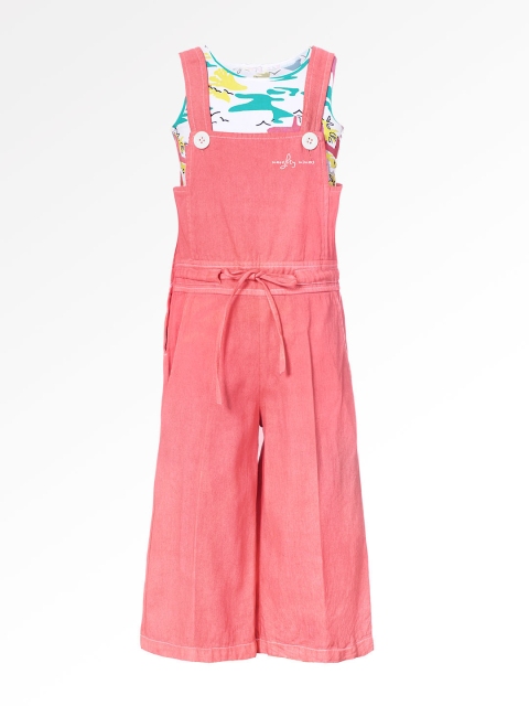 

naughty ninos Girls White & Pink Printed T-shirt with Dungarees
