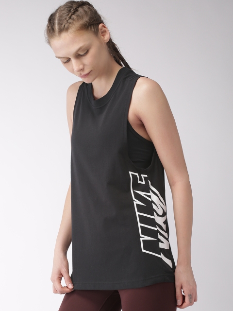 

Nike Women Black Solid AS W NK DRY TANK DFC T-shirt