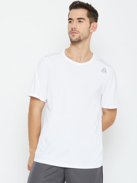 

Reebok Men White US Workout Tech Solid Round Neck Training T-shirt