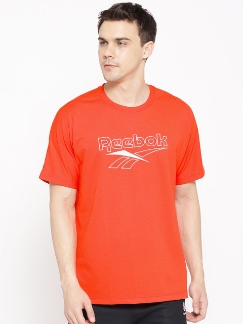

Reebok Classics Unisex Coral Red Solid Vector T-shirt