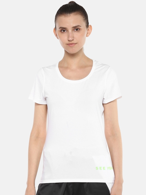 

Reebok Women White Solid Slim Fit Running OSR Elevated T-shirt