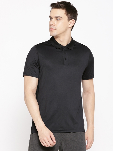 

Reebok Men Black Solid Workout Regular Polo Collar Training T-shirt