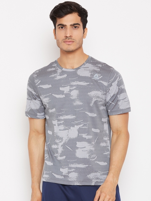 

Reebok Men Grey & Off-White Self-Design OSR Jacquard Running T-shirt