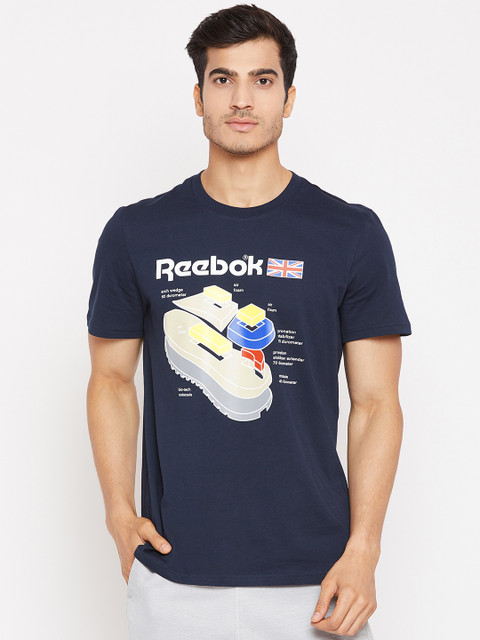 

Reebok Classics Men Navy Blue Callout Graphic Print T-shirt