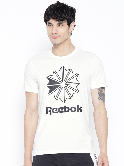 

Reebok Classic Men White Printed Big Logo Pure Cotton T-shirt