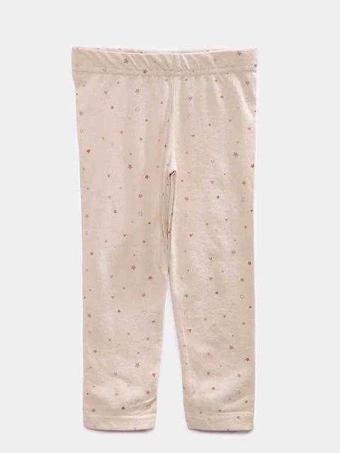 

Eimoie Girls Beige Printed Leggings