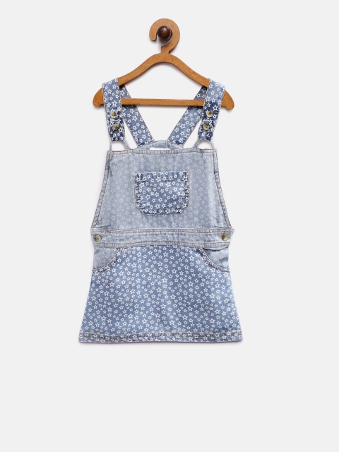 

Eimoie Girls Blue Printed Pinafore Dress