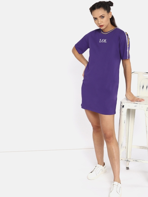 

Kook N Keech Women Purple Solid T-shirt Dress
