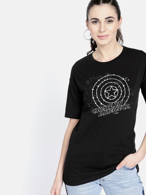 

Kook N Keech Marvel Women Black Printed Round Neck T-shirt