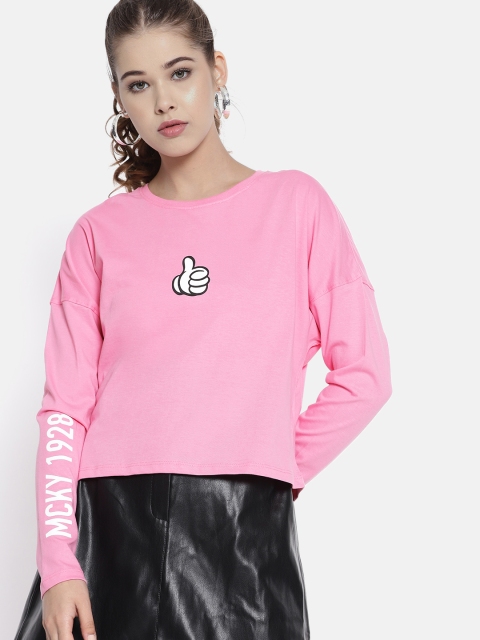 

Kook N Keech Disney Women Pink Solid Round Neck T-shirt