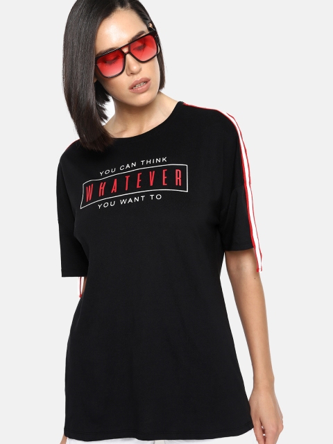 

Kook N Keech Women Black Printed Round Neck T-shirt