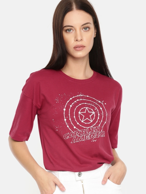 

Kook N Keech Marvel Women Maroon Printed Round Neck T-shirt