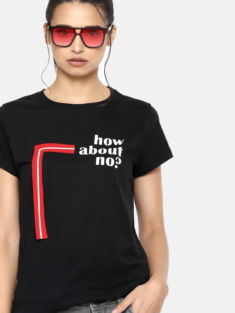 

Kook N Keech Women Black Printed Round Neck T-shirt