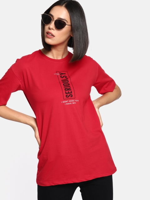 

Kook N Keech Women Red Printed Round Neck T-shirt